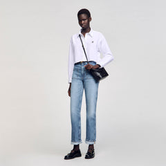 Cropped poplin shirt White Sandro Women
