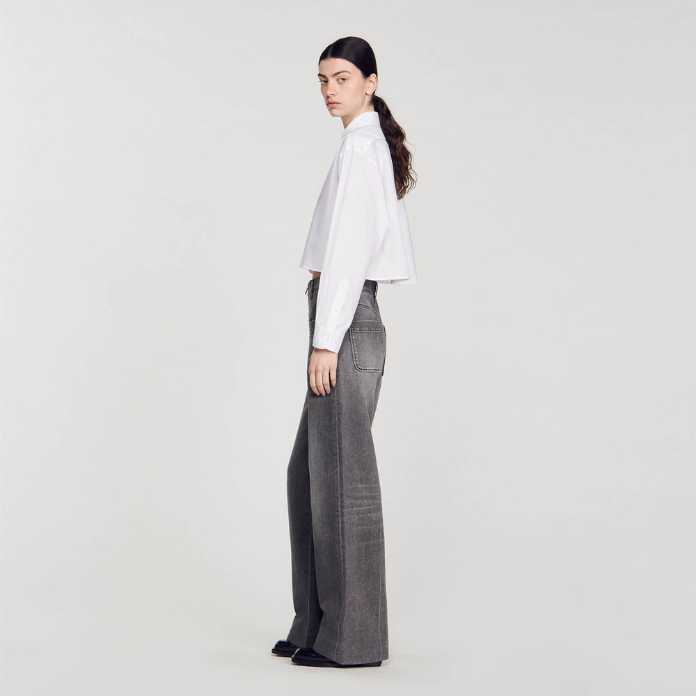 Cropped poplin shirt White Sandro Women