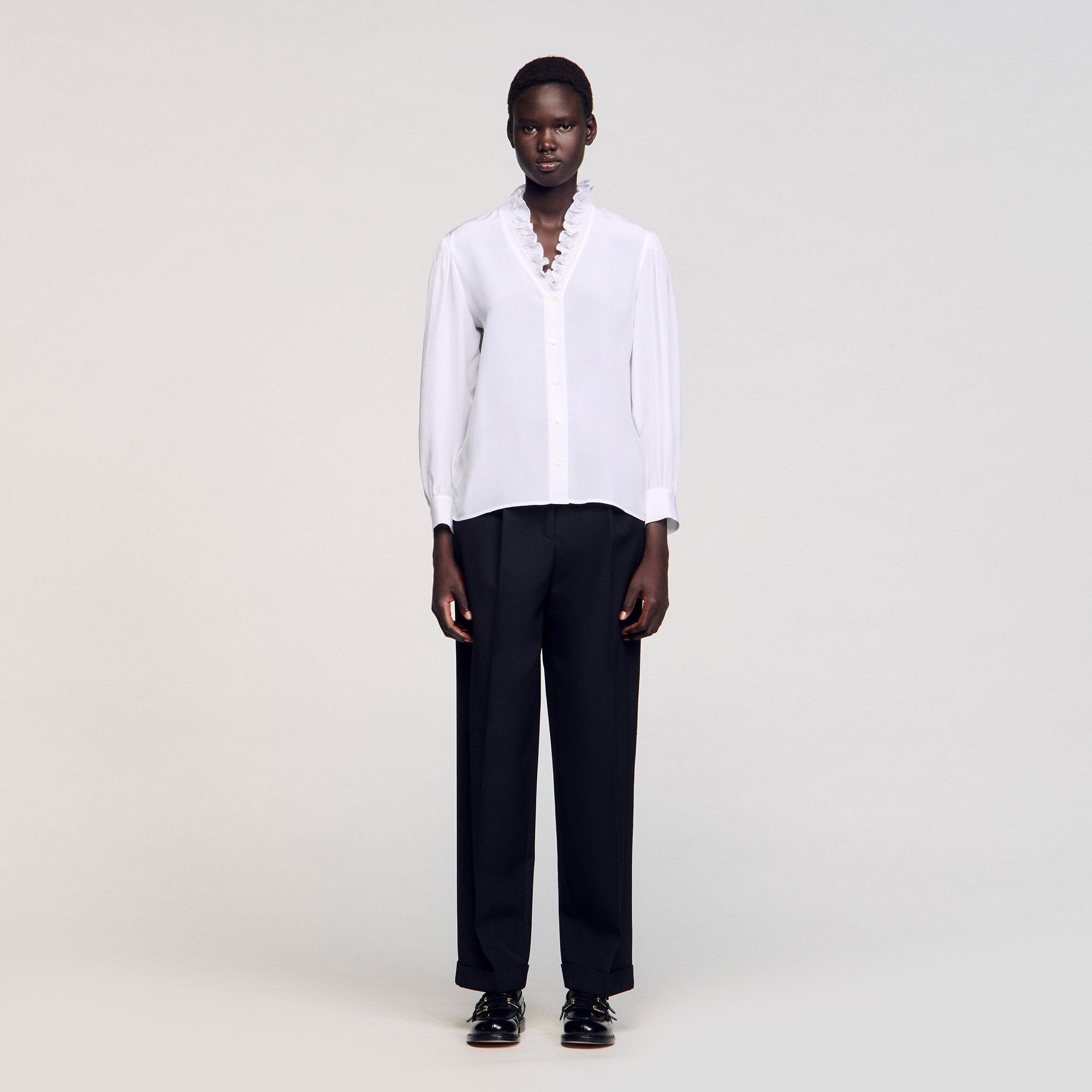 Flowy silk shirt White Sandro Women