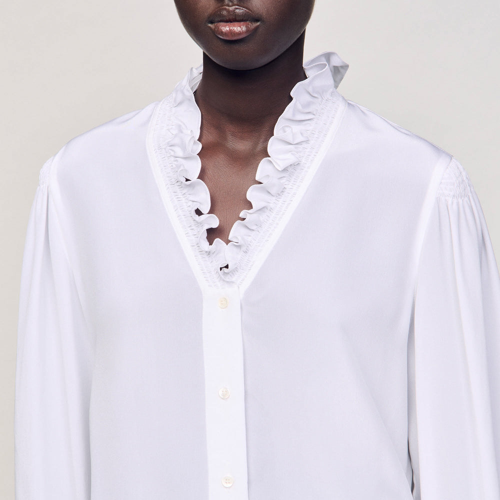 Flowy silk shirt White Sandro Women