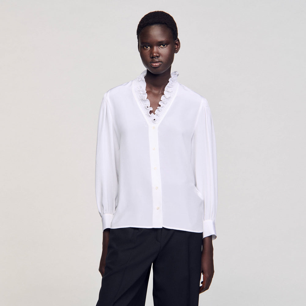 Flowy silk shirt White Sandro Women