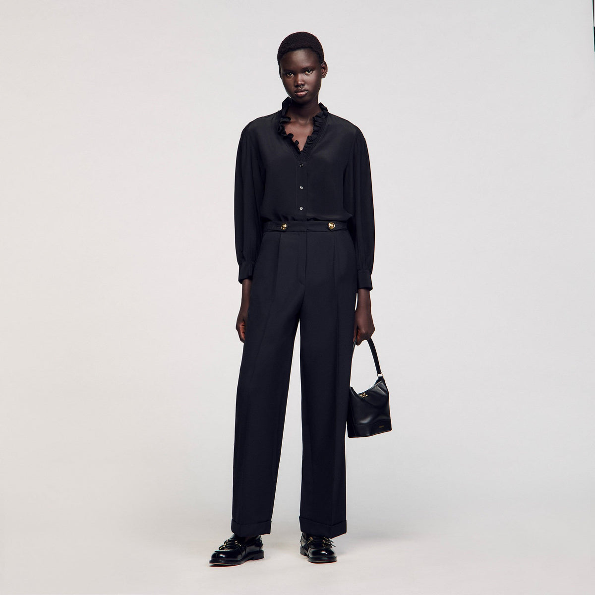 Flowy silk shirt Black Sandro Women