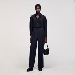 Flowy silk shirt Black Sandro Women
