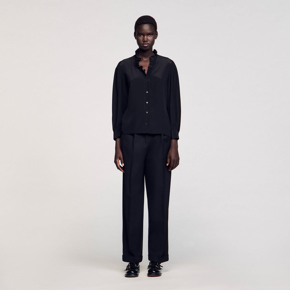 Flowy silk shirt Black Sandro Women