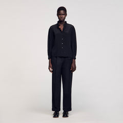 Flowy silk shirt Black Sandro Women