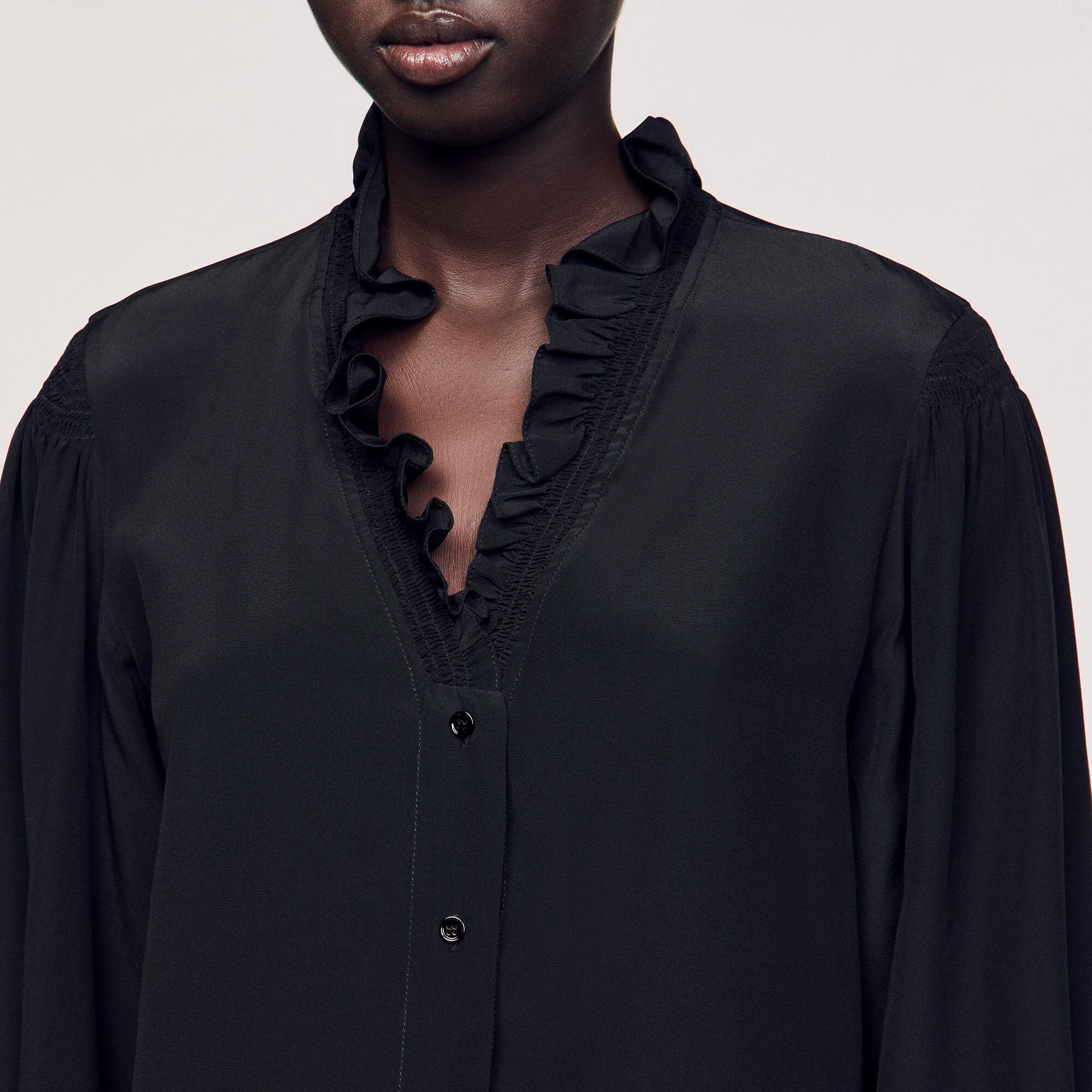 Flowy silk shirt Black Sandro Women