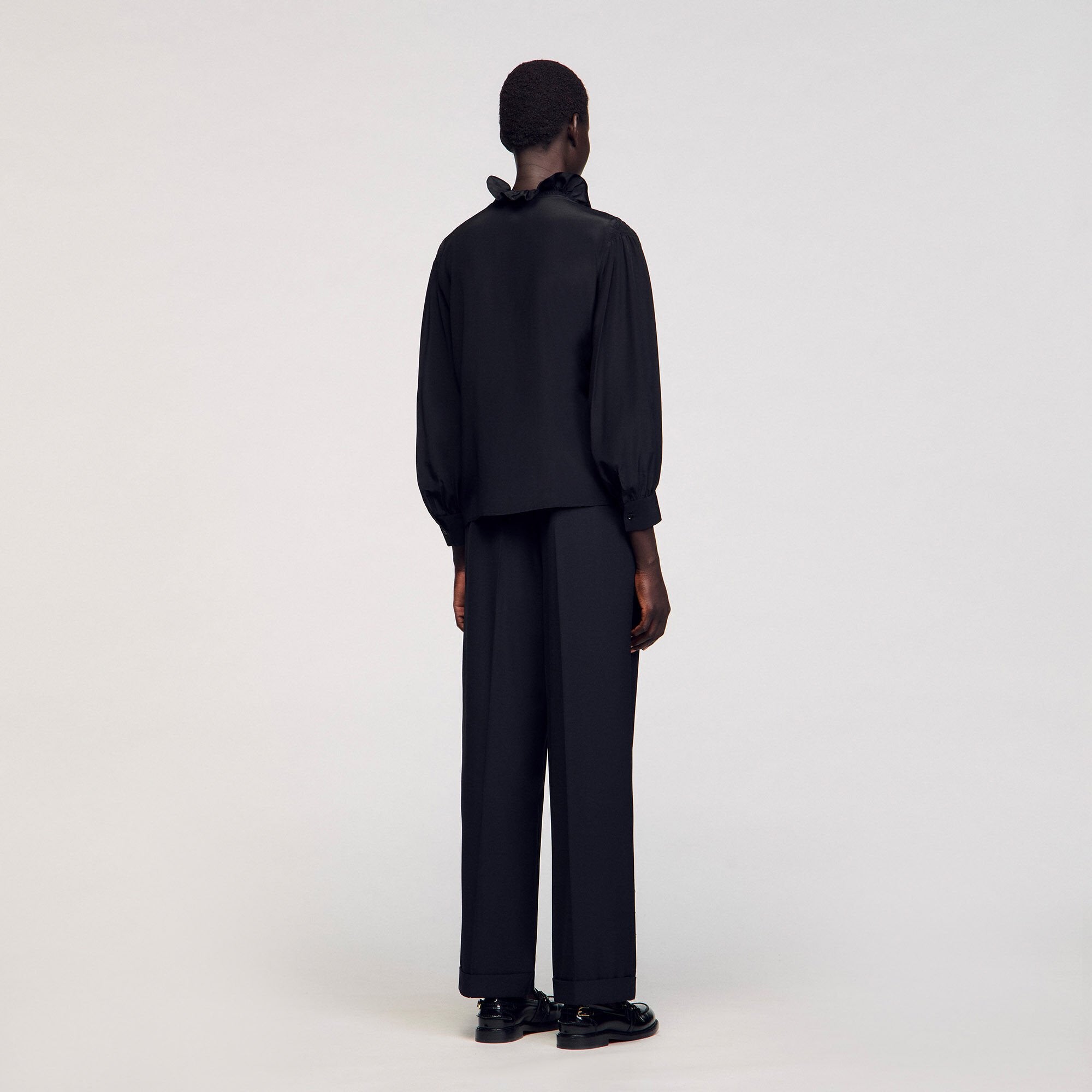 Flowy silk shirt Black Sandro Women