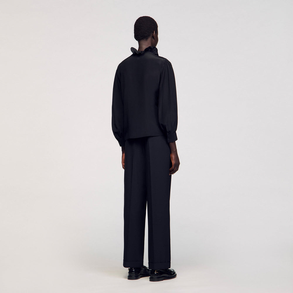Flowy silk shirt Black Sandro Women