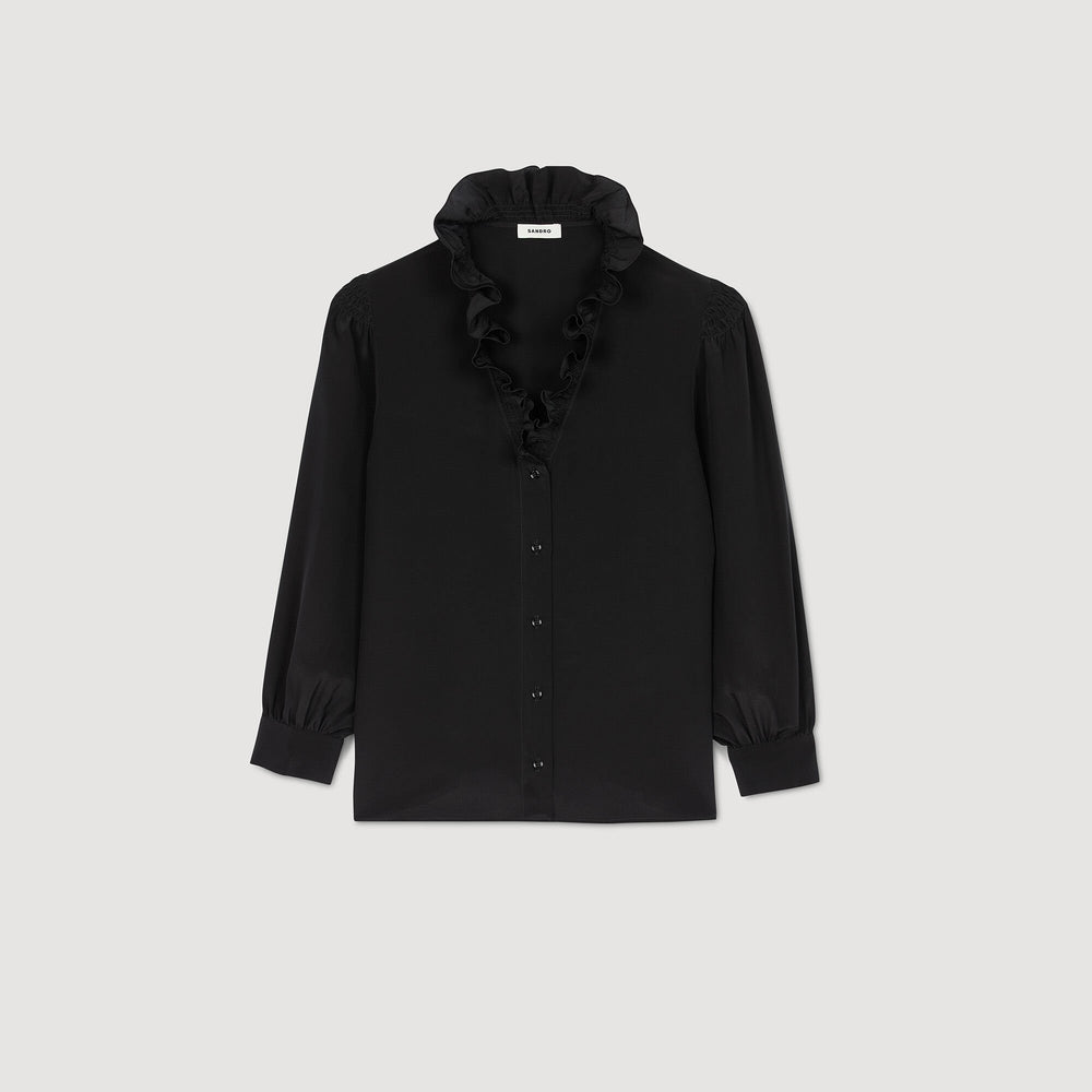 Flowy silk shirt Black Sandro Women