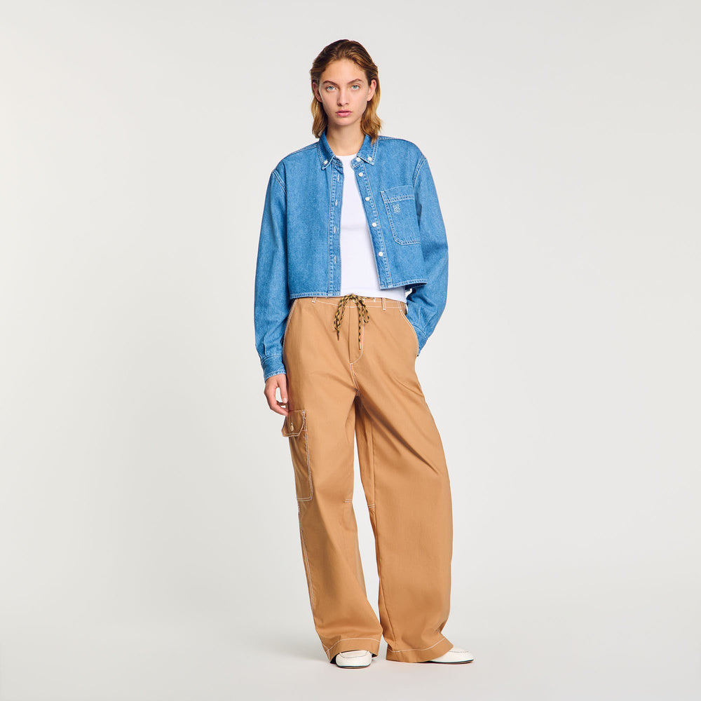 Denim cropped shirt Blue Jean Sandro Women