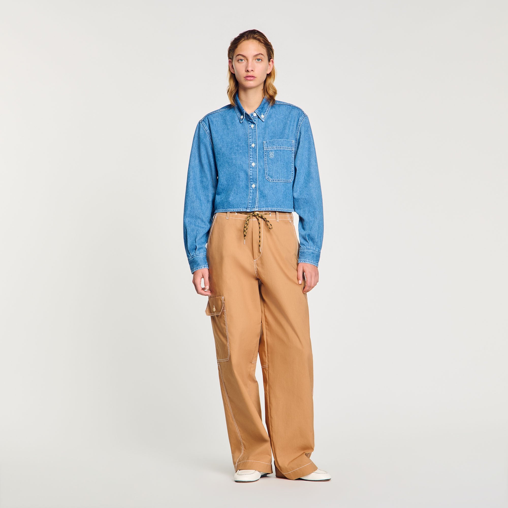 Denim cropped shirt Blue Jean Sandro Women