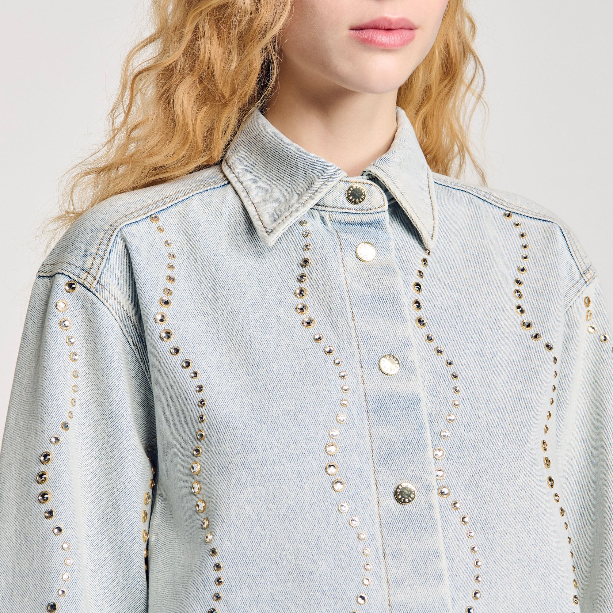 Denim shirt with rhinestones Light Bu Jean Sandro Women