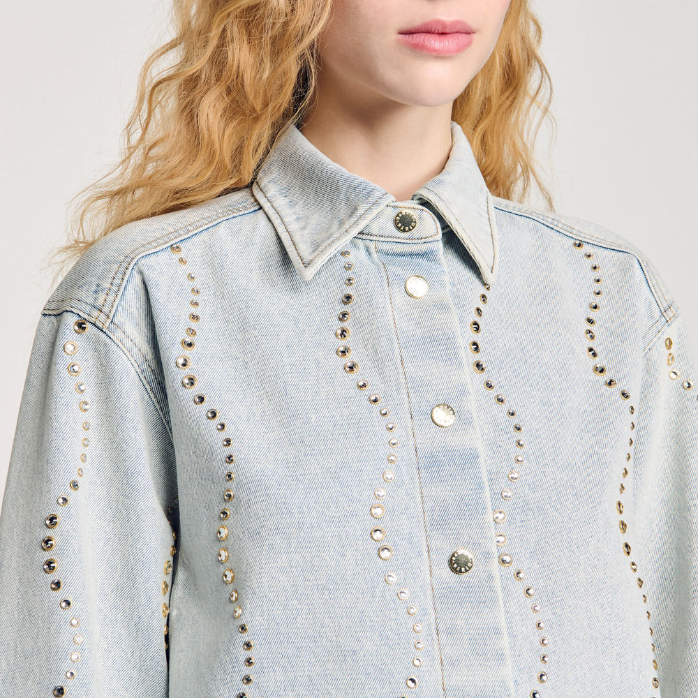 Denim shirt with rhinestones Light Bu Jean Sandro Women