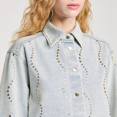 Denim shirt with rhinestones Light Bu Jean Sandro Women