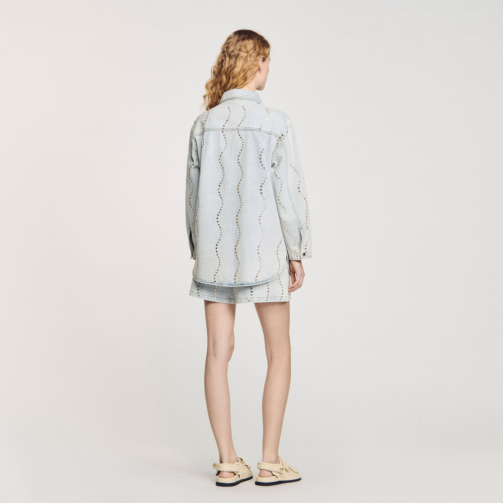Denim shirt with rhinestones Light Bu Jean Sandro Women
