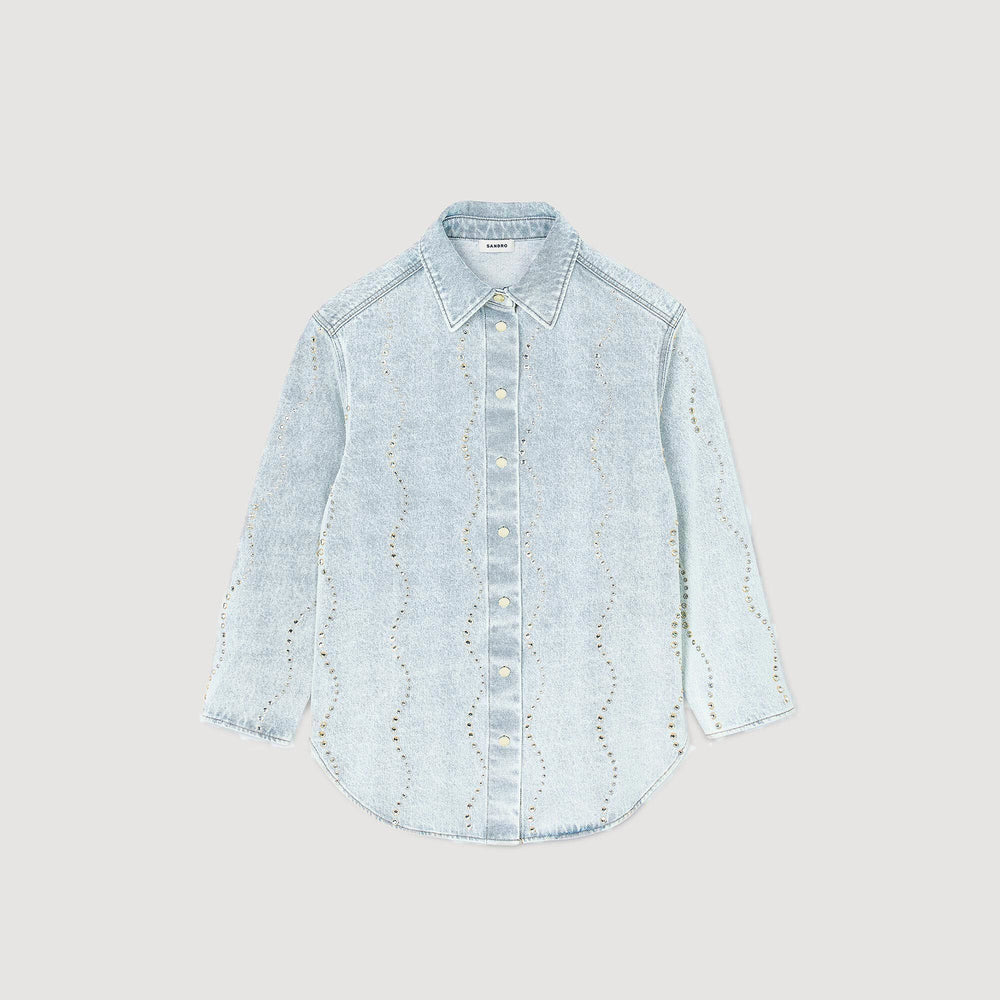 Denim shirt with rhinestones Light Bu Jean Sandro Women