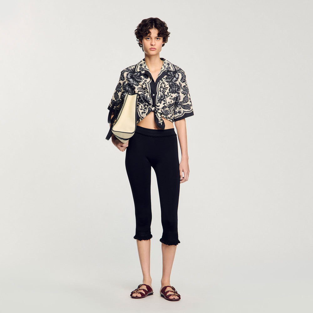 Floral motif shirt Ecru / Black Sandro Women