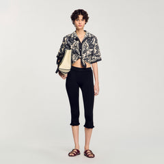Floral motif shirt Ecru / Black Sandro Women