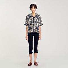 Floral motif shirt Ecru / Black Sandro Women