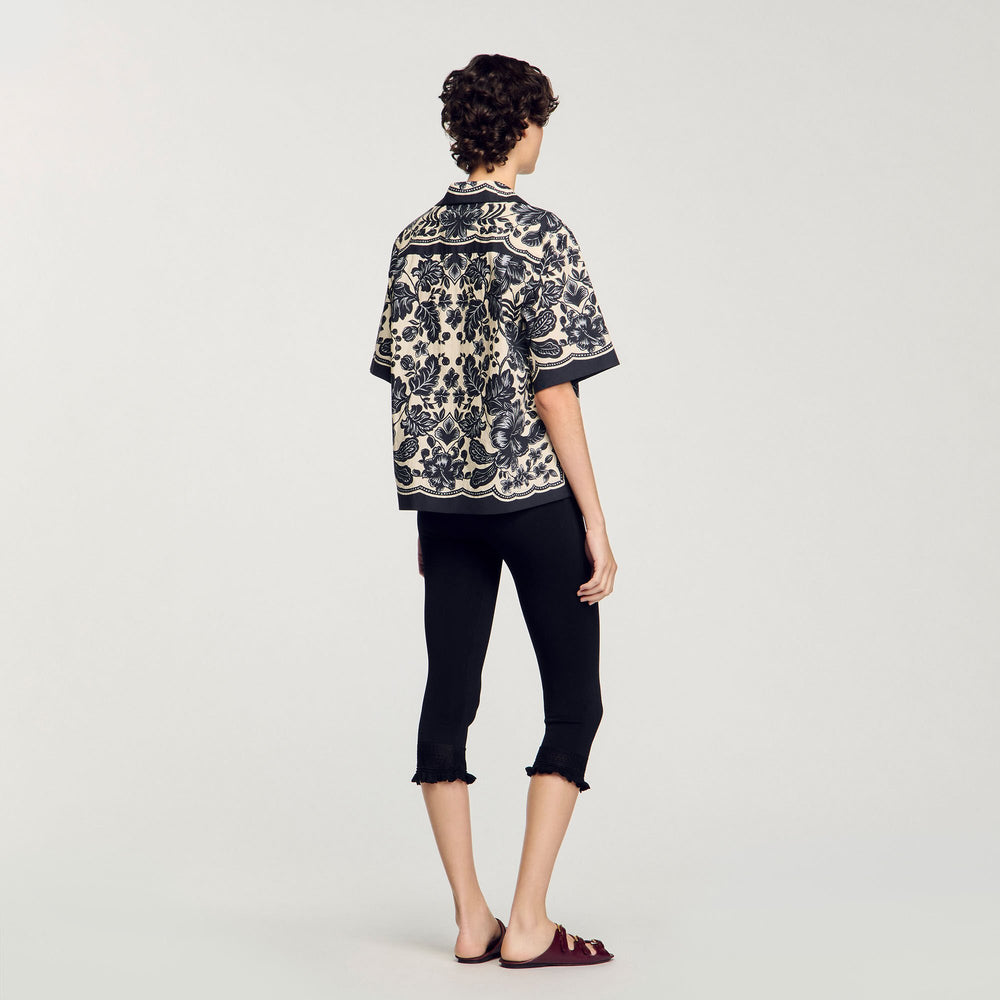 Floral motif shirt Ecru / Black Sandro Women