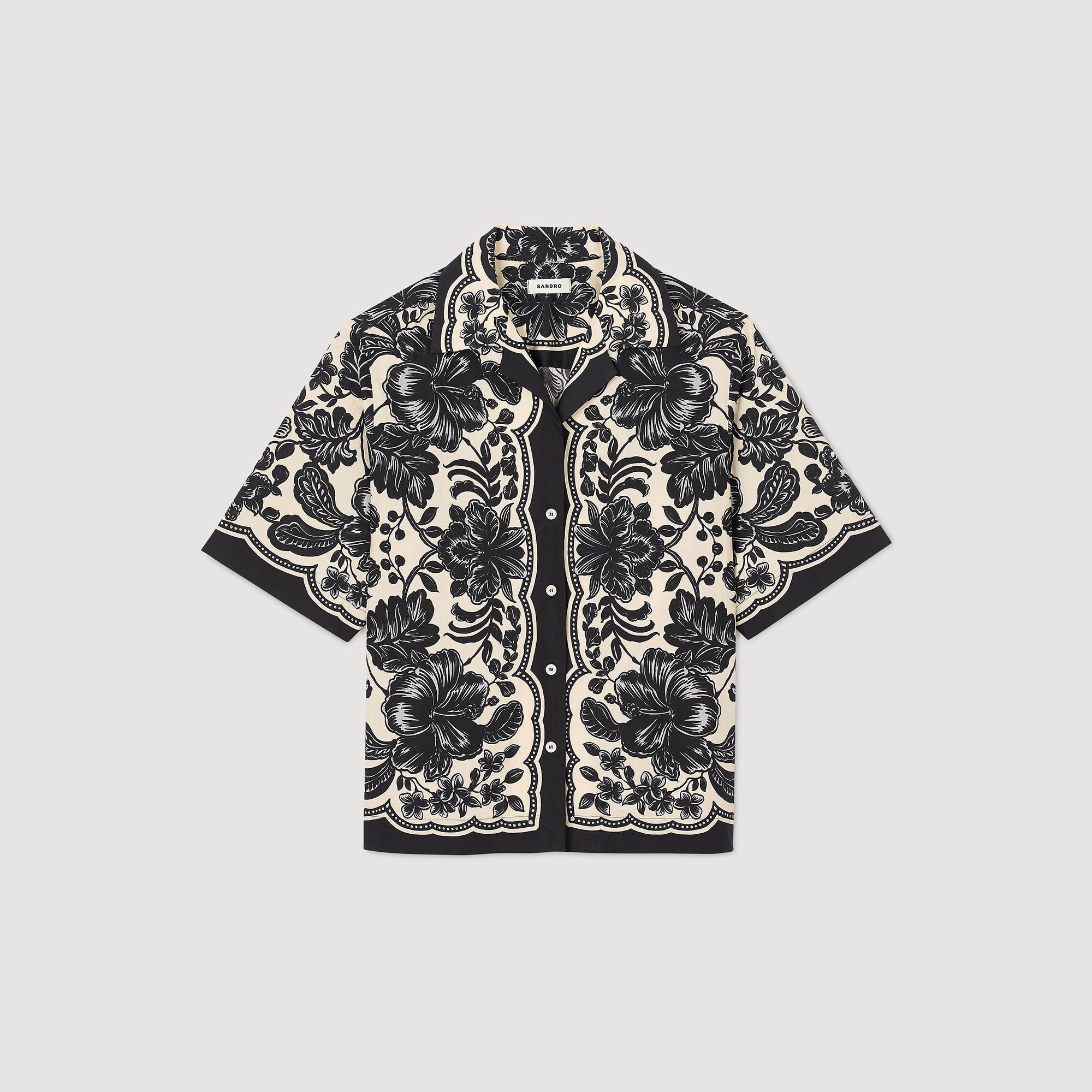 Floral motif shirt Ecru / Black Sandro Women