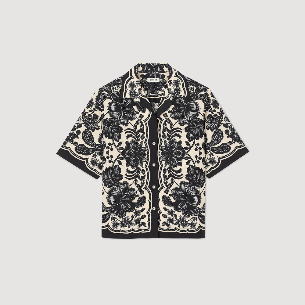 Floral motif shirt Ecru / Black Sandro Women