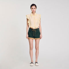 Shirt collar with lace detail Light Yellow Sandro Women