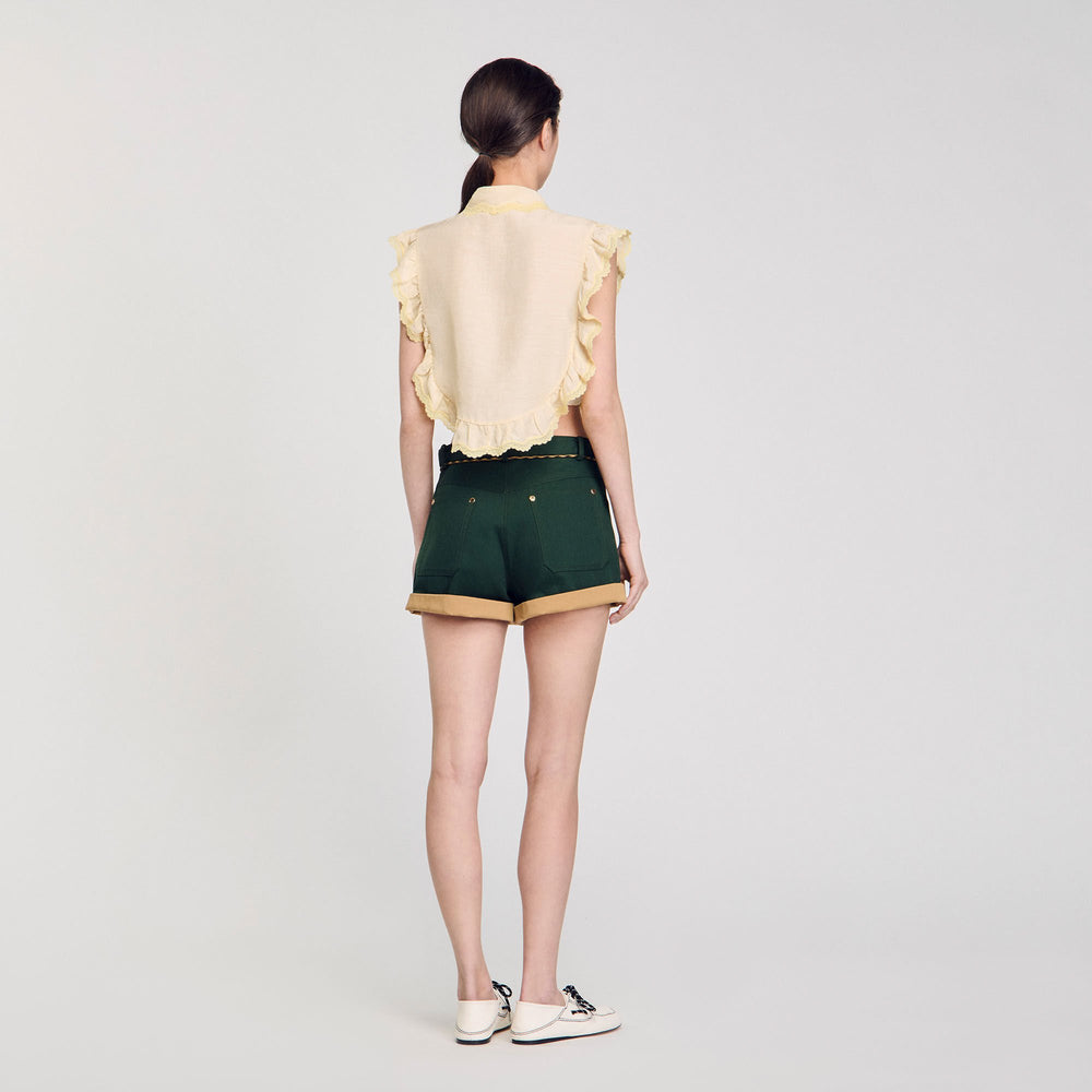Shirt collar with lace detail Light Yellow Sandro Women