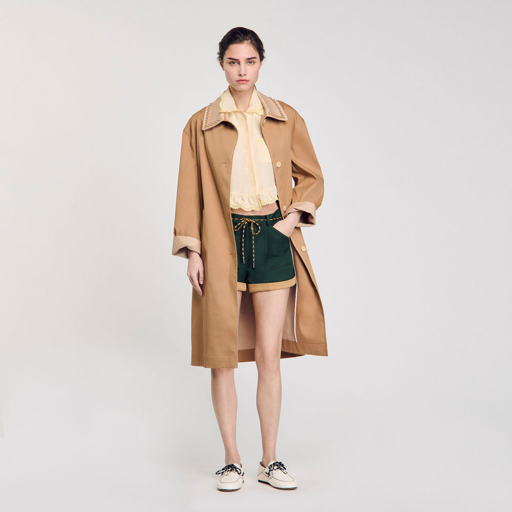 Shirt collar with lace detail Light Yellow Sandro Women
