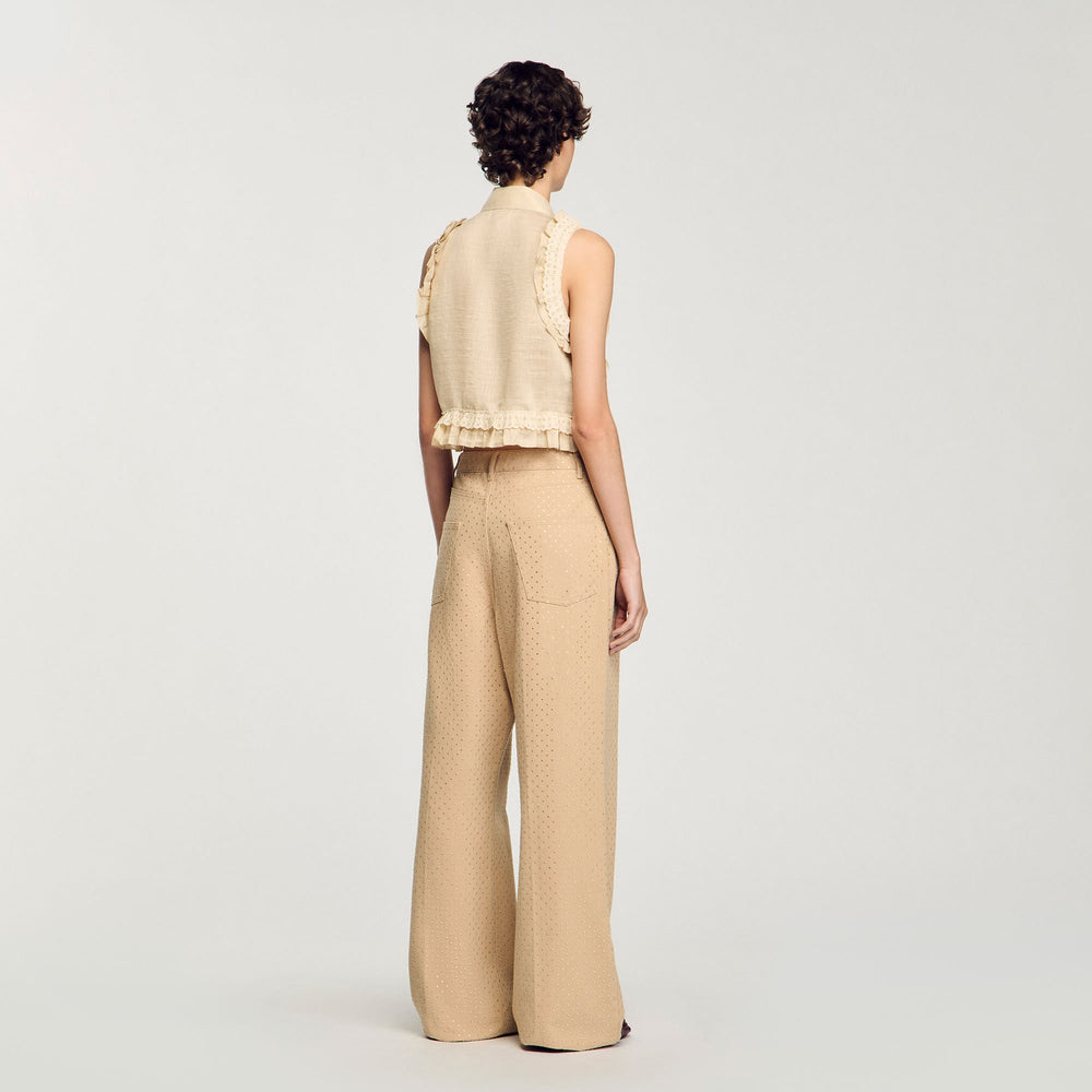 Ruffled cropped shirt Sand Sandro Women