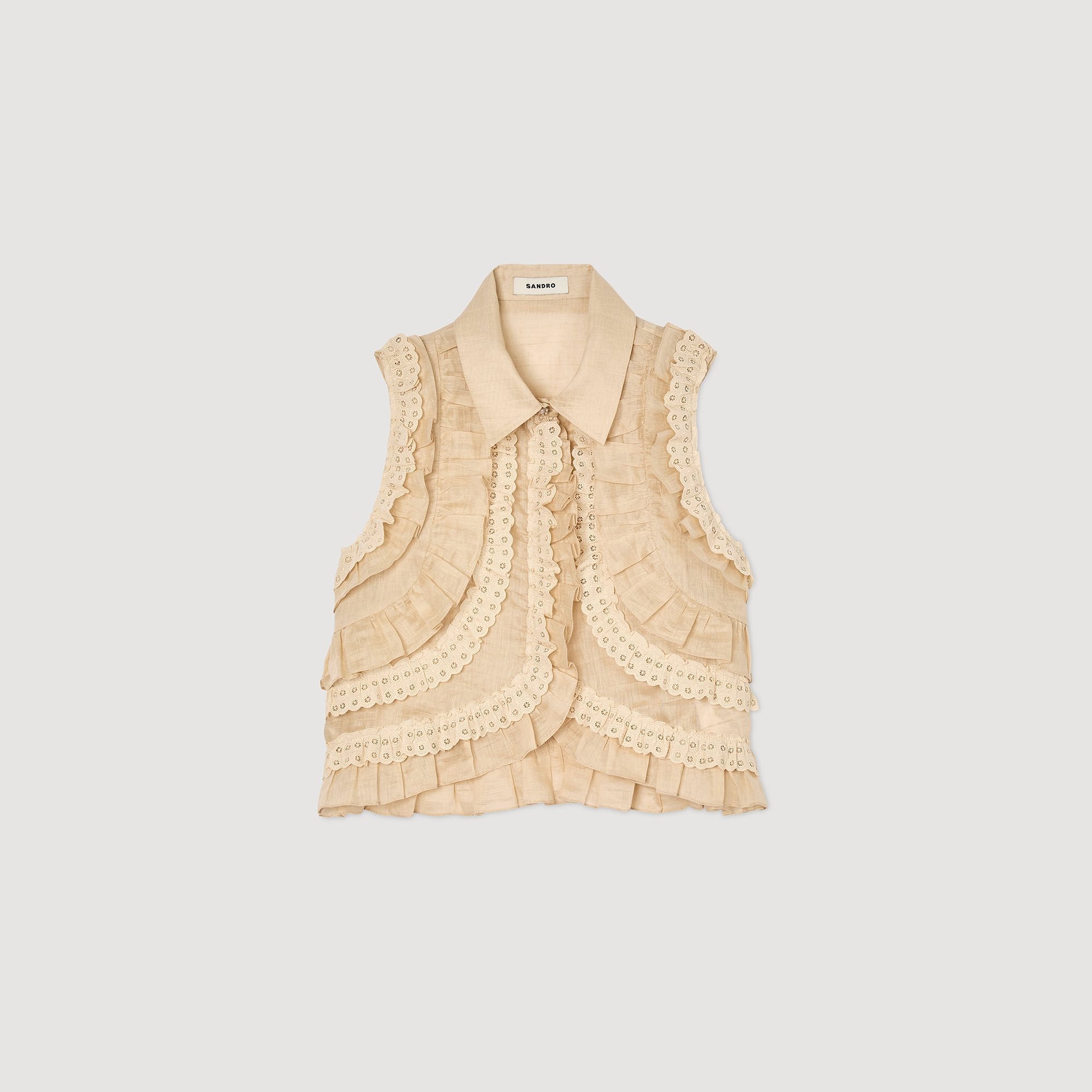Ruffled cropped shirt Sand Sandro Women