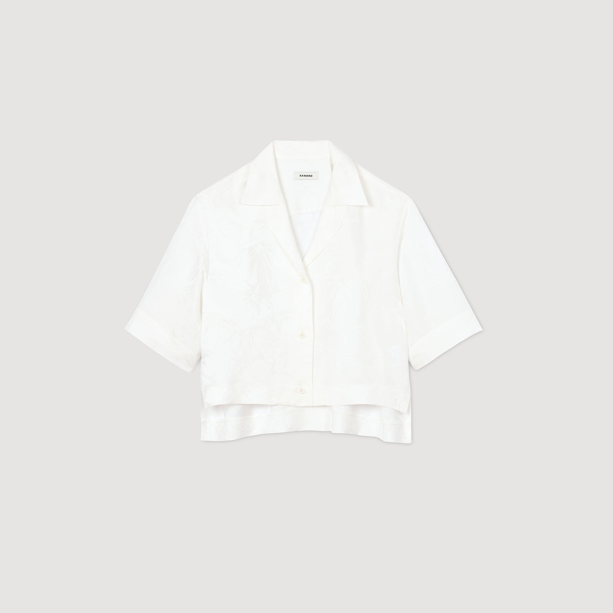 Cropped shirt with jacquard flowers White Sandro Women