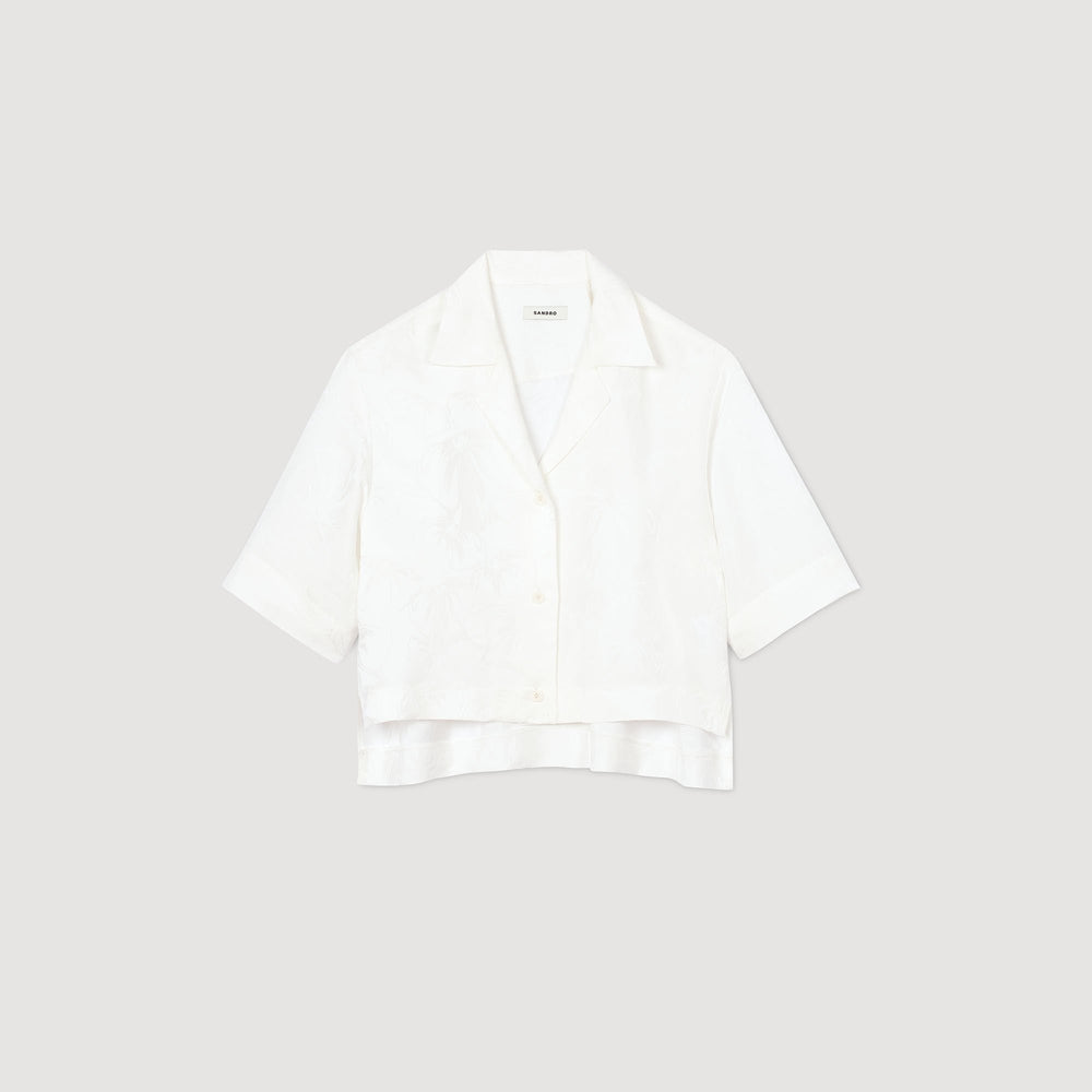 Cropped shirt with jacquard flowers White Sandro Women