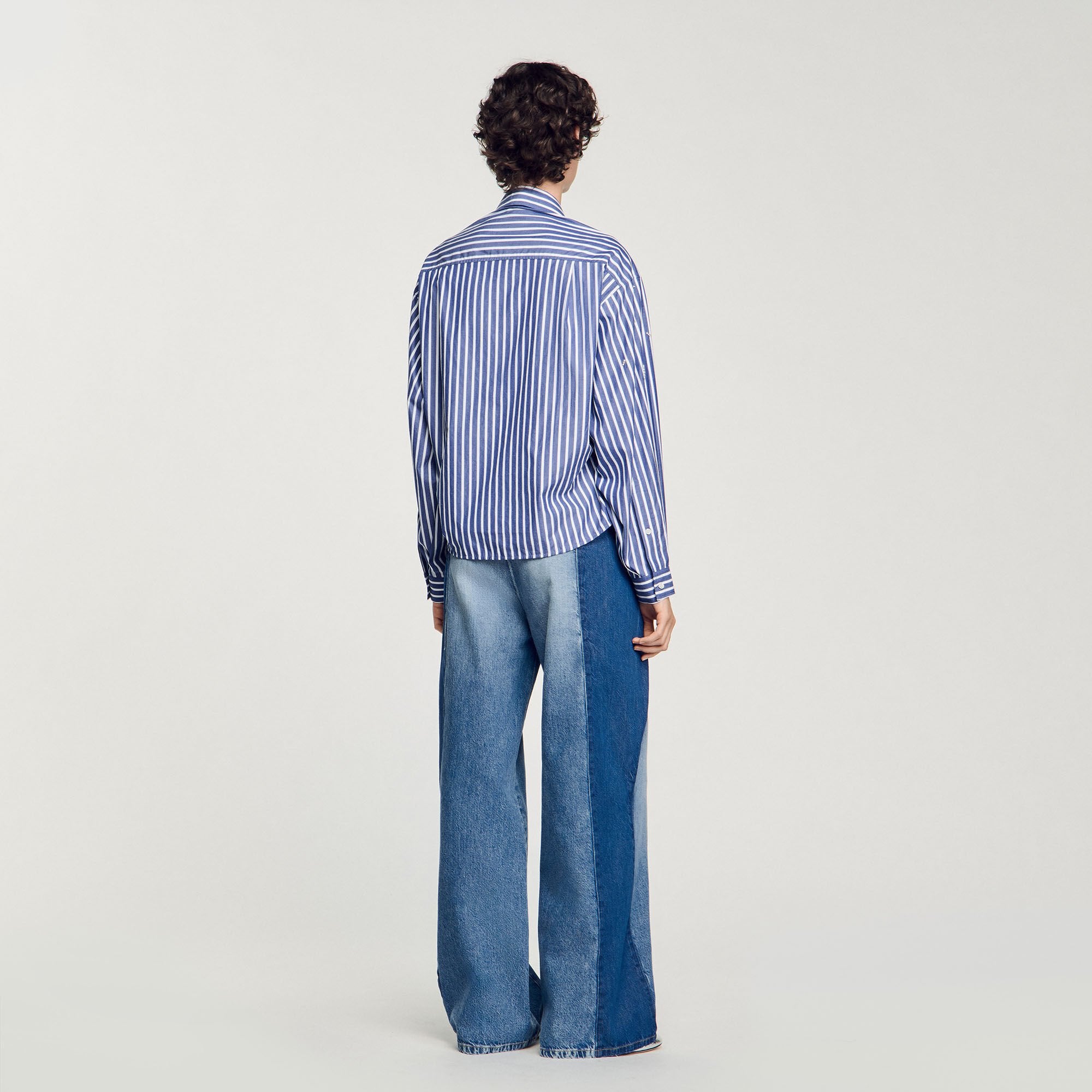 Beaded striped shirt Blue Sandro Women