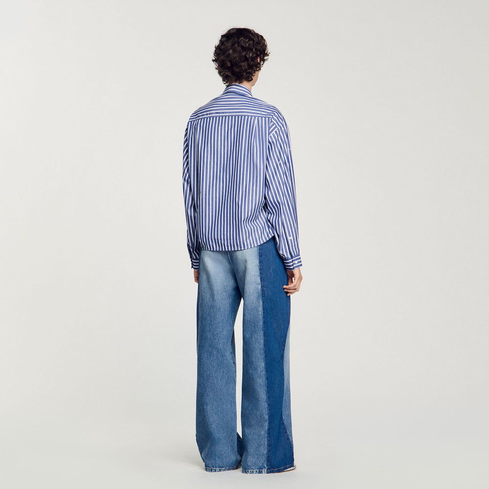 Beaded striped shirt Blue Sandro Women