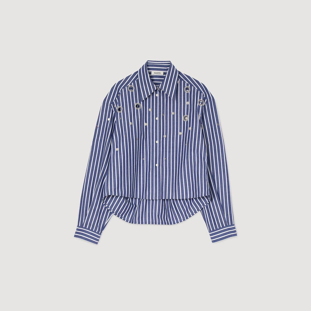 Beaded striped shirt Blue Sandro Women