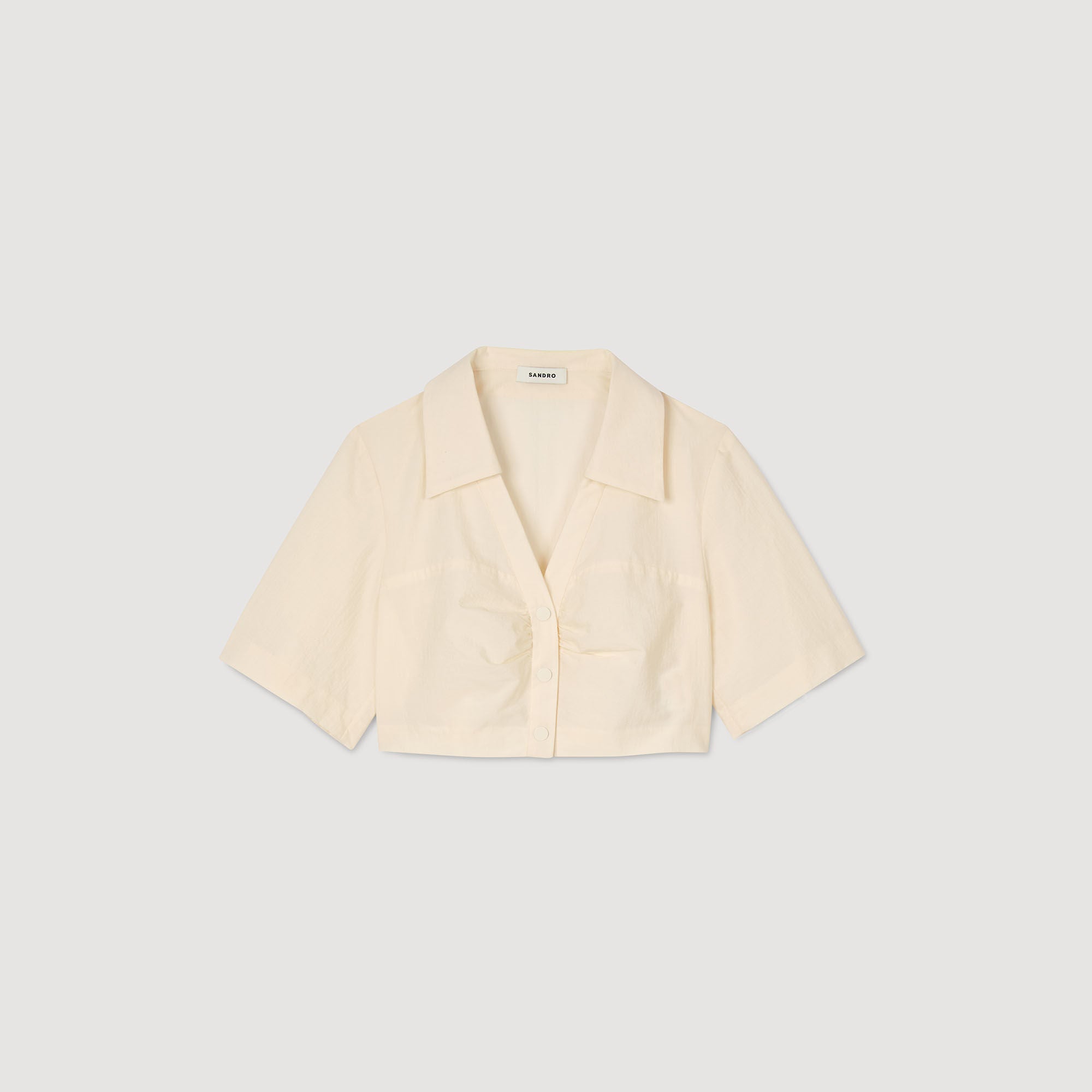 Cropped gathered shirt Ecru Sandro Women