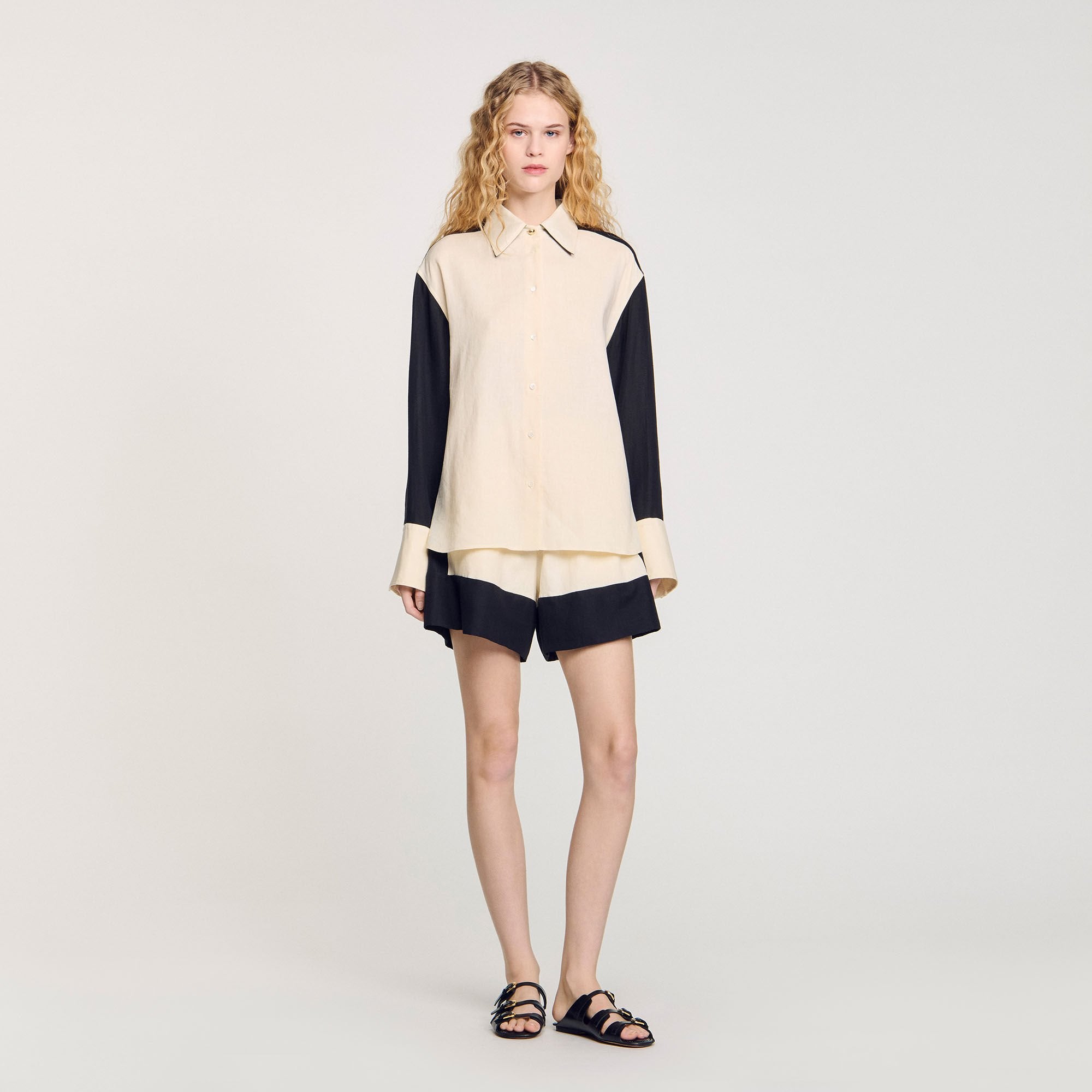 Two-tone shirt Ecru Sandro Women