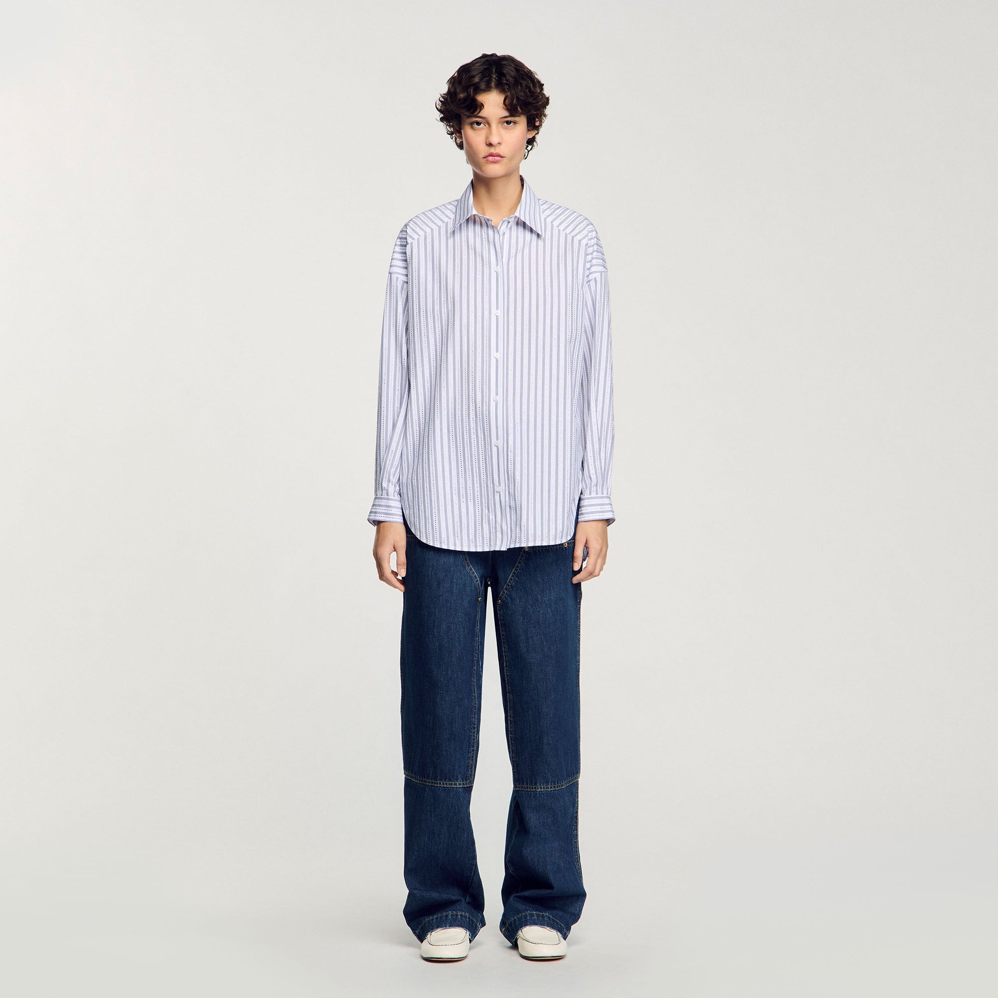 Striped rhinestone shirt White Sandro Women