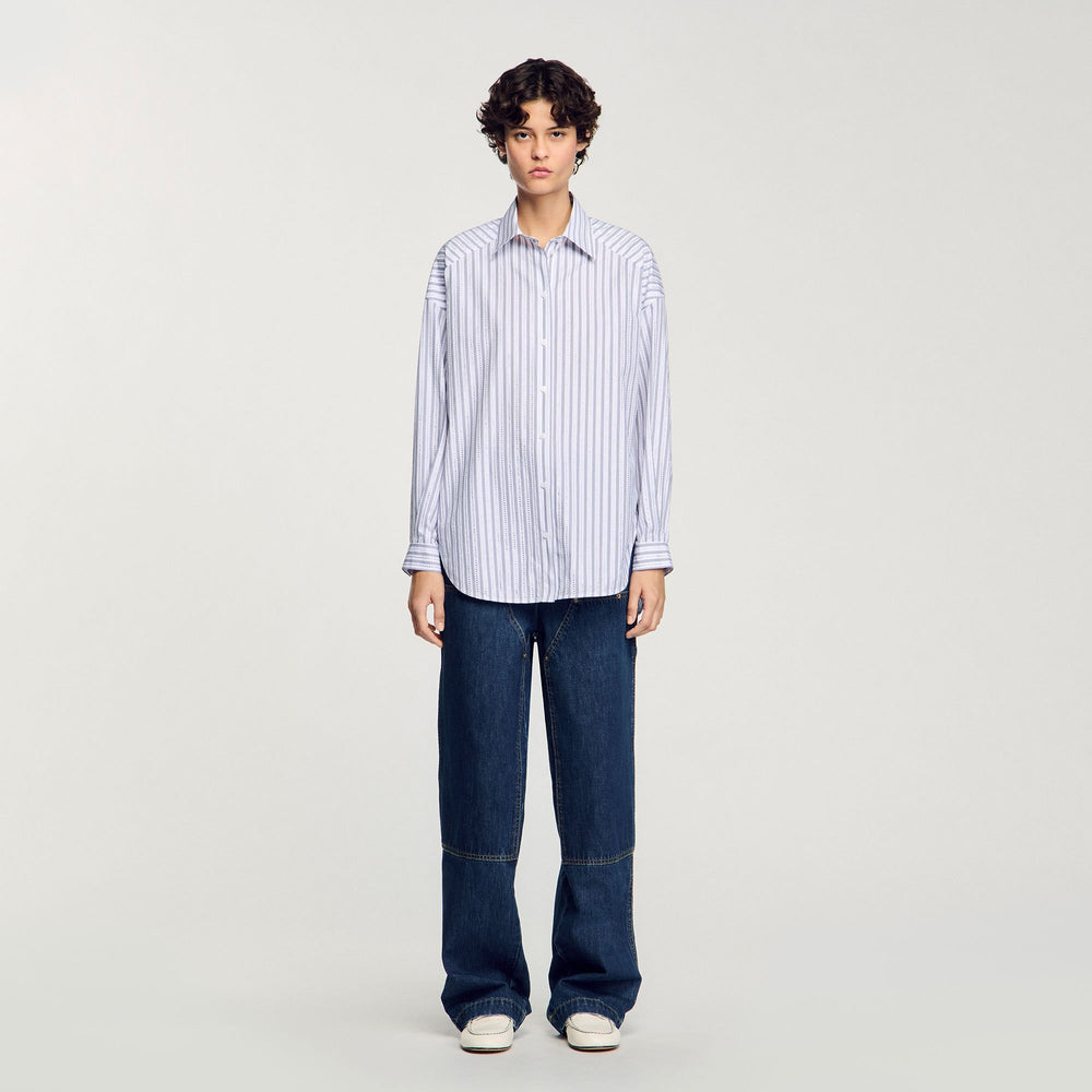 Striped rhinestone shirt White Sandro Women