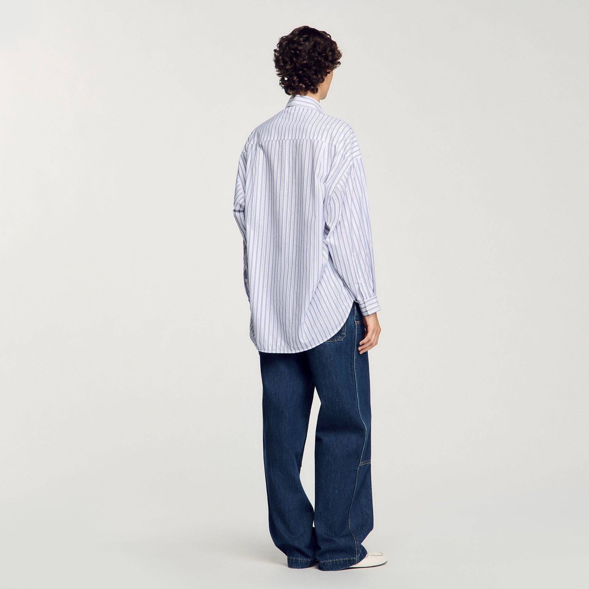 Striped rhinestone shirt White Sandro Women