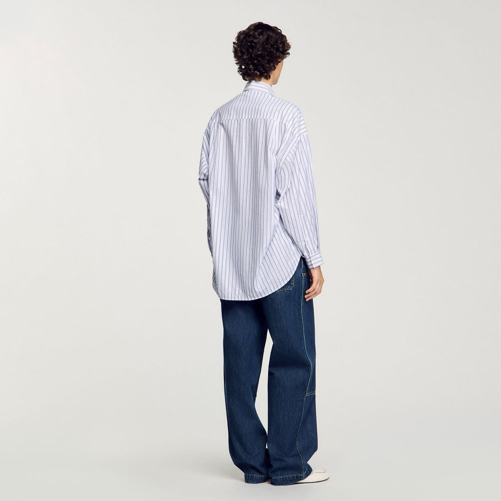 Striped rhinestone shirt White Sandro Women