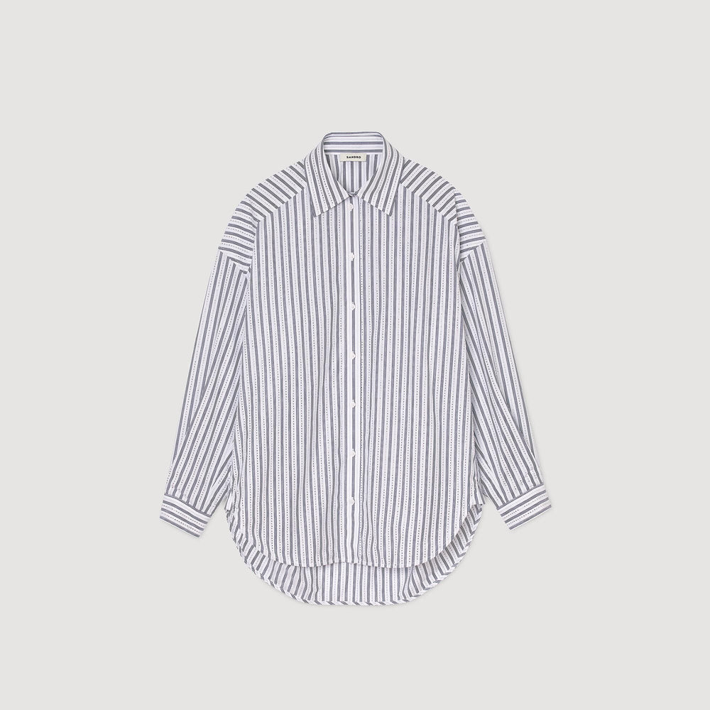 Striped rhinestone shirt White Sandro Women