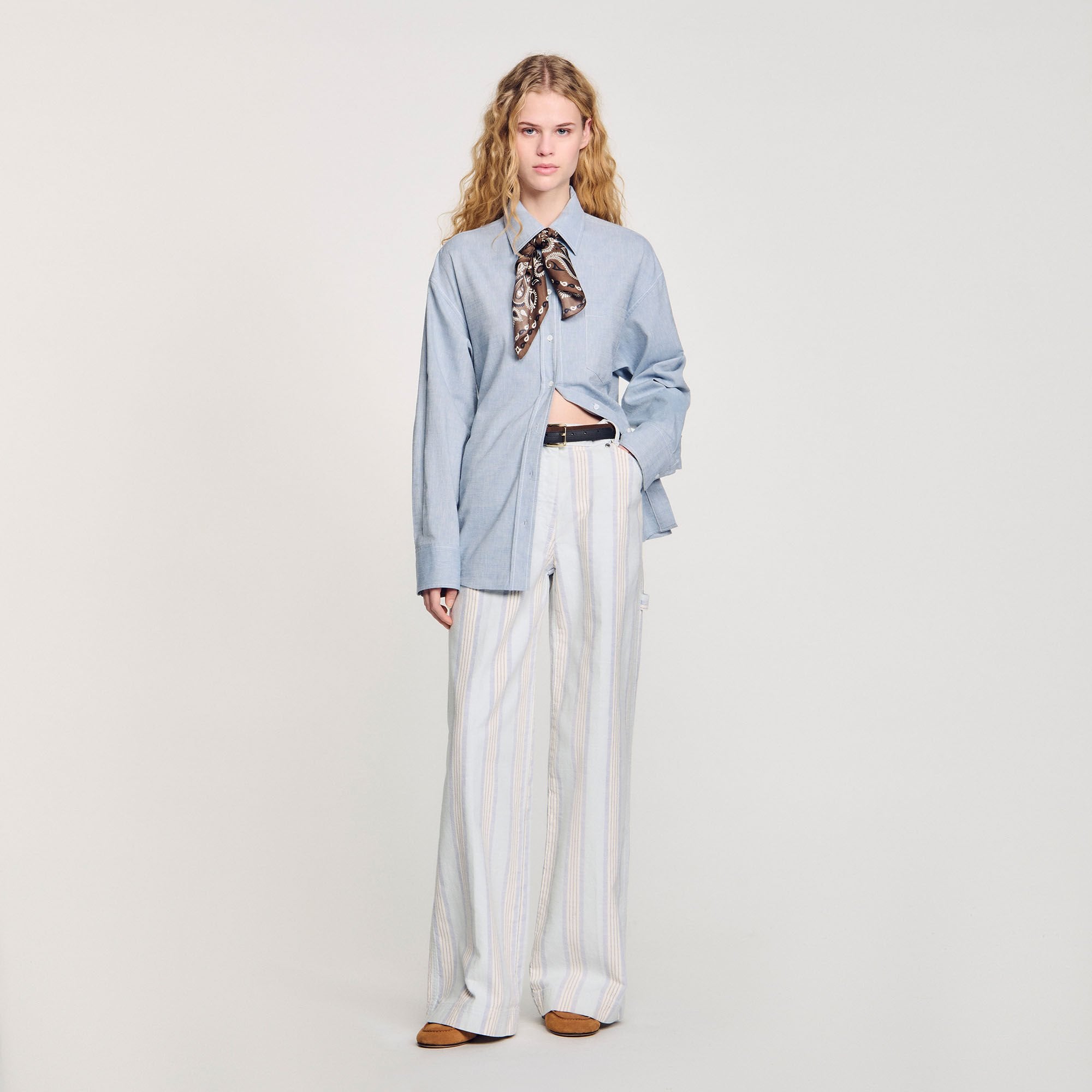 Long tie-back shirt Sky Blue Sandro Women