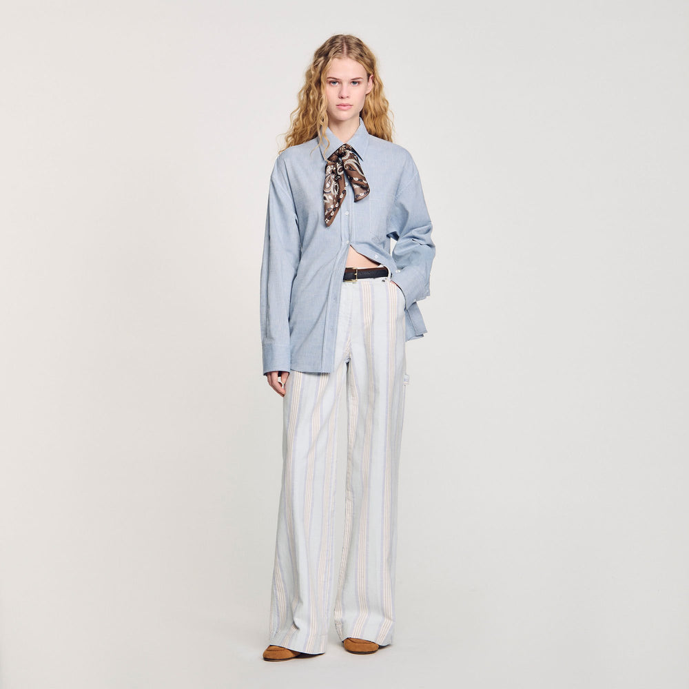 Long tie-back shirt Sky Blue Sandro Women
