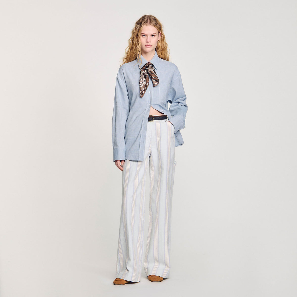 Long tie-back shirt Sky Blue Sandro Women