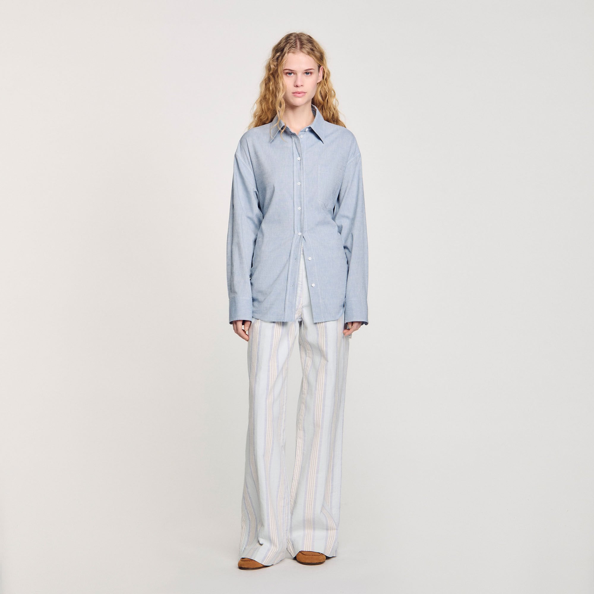 Long tie-back shirt Sky Blue Sandro Women