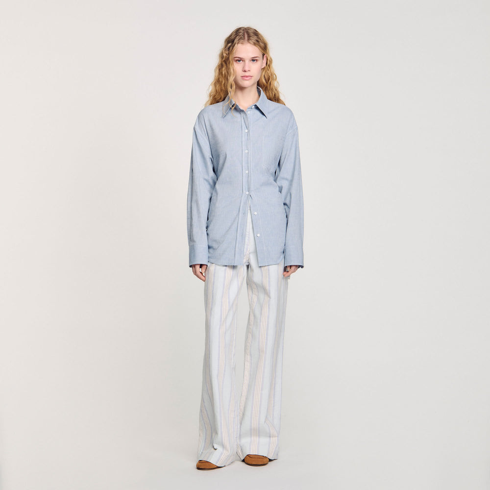 Long tie-back shirt Sky Blue Sandro Women