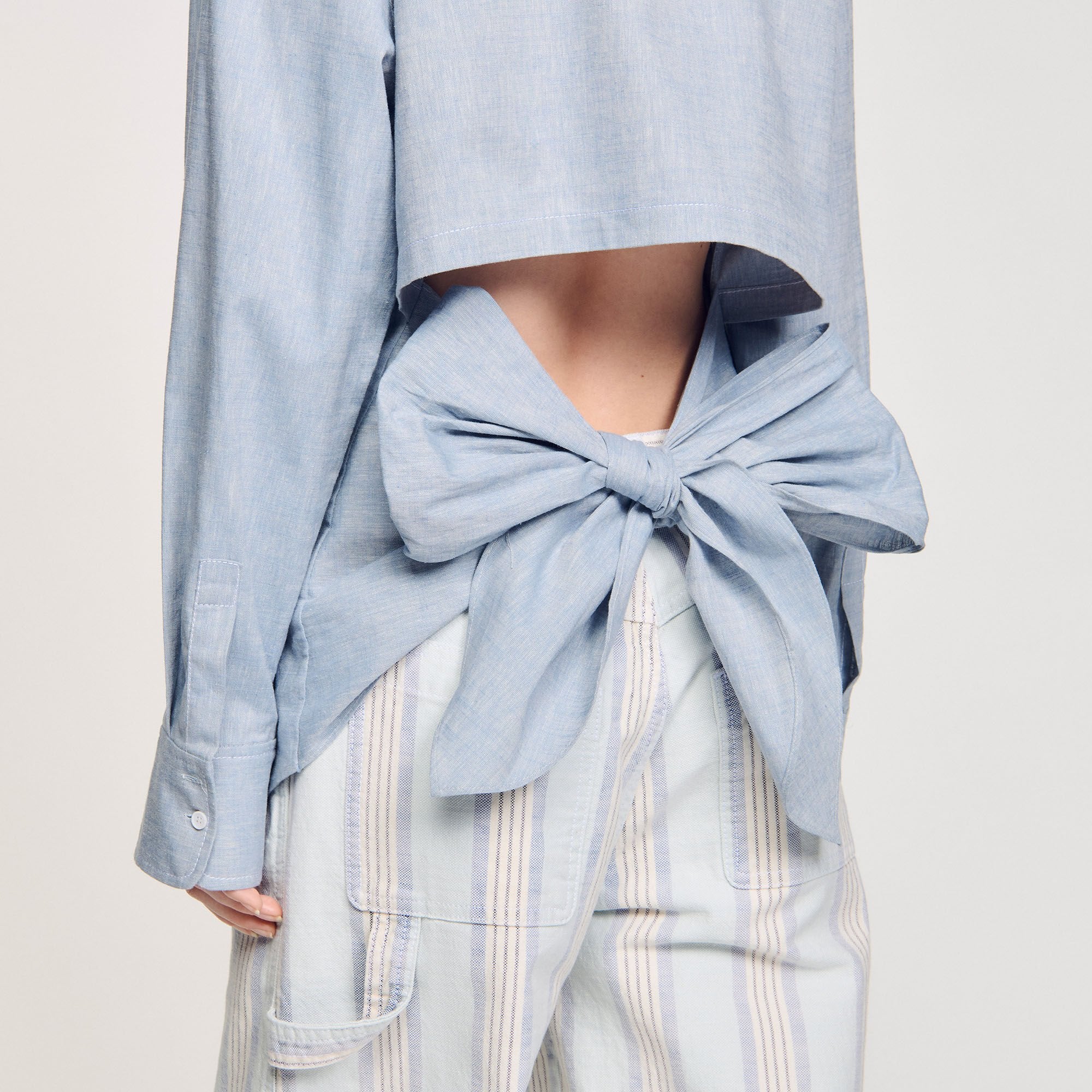 Long tie-back shirt Sky Blue Sandro Women