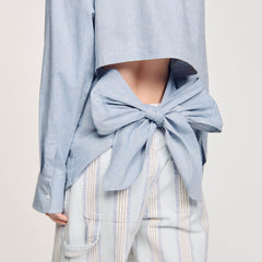 Long tie-back shirt Sky Blue Sandro Women